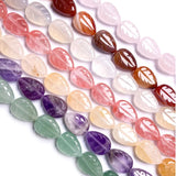 Natural Stone Agates Quartz Beads Carved Leaf Aventurine Jades Loose Beads