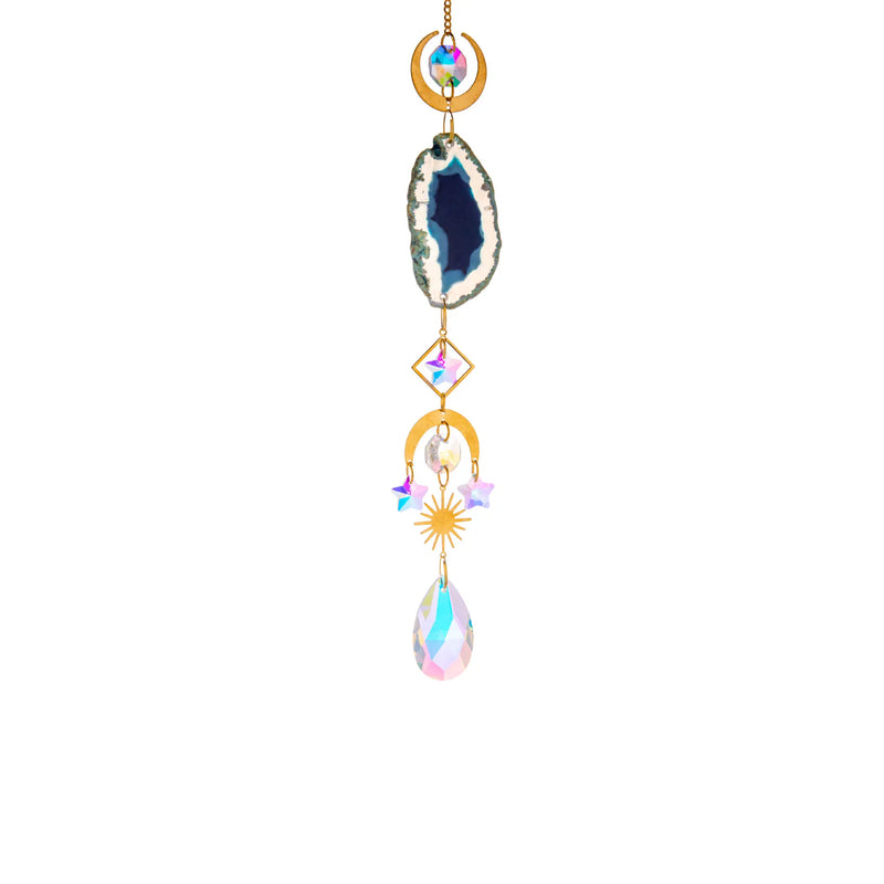 Agates Slice Geode Crystal Sun Catcher Prisms Pendant Home Garden Wedding