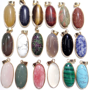 10pc Natural Stone Tiger Eye Yellow Jades Opal Water Pendant Beads