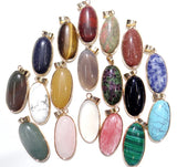 10pc Natural Stone Tiger Eye Yellow Jades Opal Water Pendant Beads