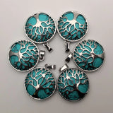 Natural Stone Alloy Tree Necklace Pendant for Jewelry Making