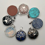 Natural Stone Alloy Tree Necklace Pendant for Jewelry Making