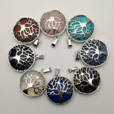 Natural Stone Alloy Tree Necklace Pendant for Jewelry Making