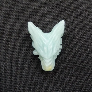Amazonite Wolf Head Pendant Necklace 23x17x9mm