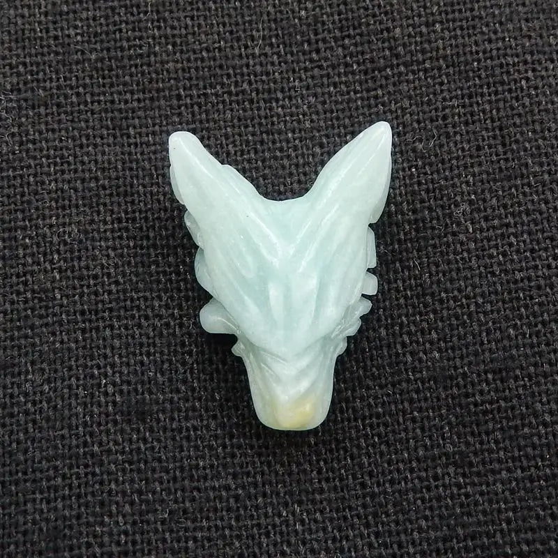 Amazonite Wolf Head Pendant Necklace 23x17x9mm
