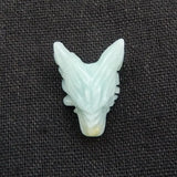 Amazonite Wolf Head Pendant Necklace 23x17x9mm