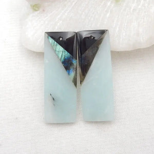 Natural Stone Amazonite Labradorite Obsidian Earring Bead 10g