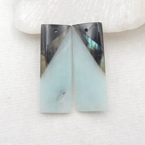 Natural Stone Amazonite Labradorite Obsidian Earring Bead 10g