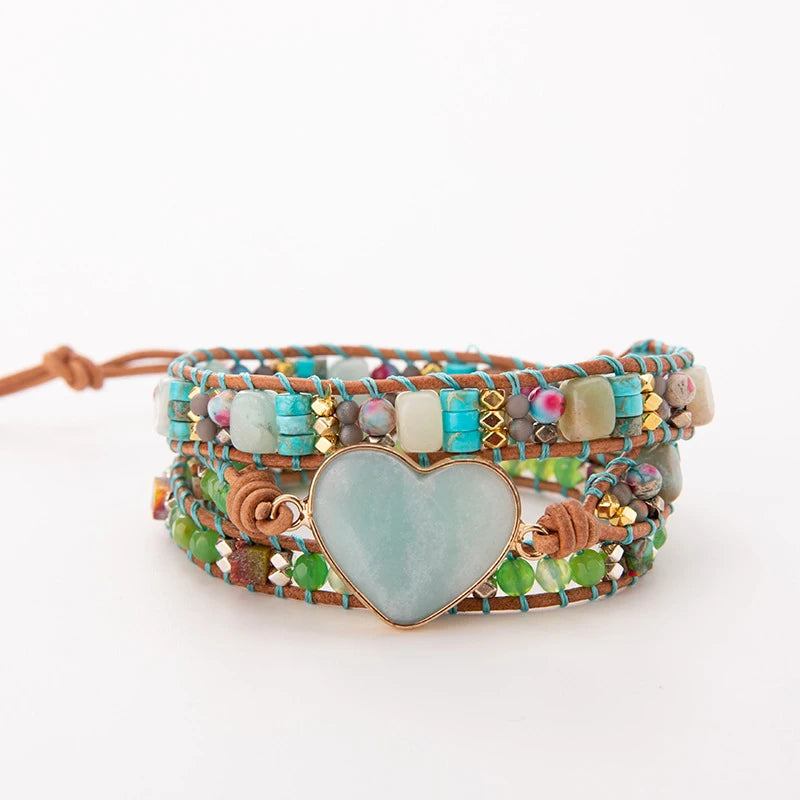 Amazonite Love Turquoise Bracelet Three-layer Braided Bead Bracelet