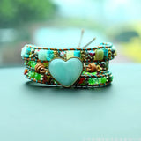 Amazonite Love Turquoise Bracelet Three-layer Braided Bead Bracelet