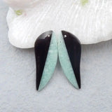 Natural Amazonite & Obsidian Earring Bead, 32mm, 5g