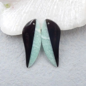 Natural Amazonite & Obsidian Earring Bead, 32mm, 5g