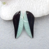 Natural Amazonite & Obsidian Earring Bead, 32mm, 5g