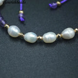 Amethyst Beads Bracelet Pearl Braided Yoga Jewelry