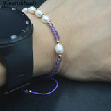 Amethyst Beads Bracelet Pearl Braided Yoga Jewelry