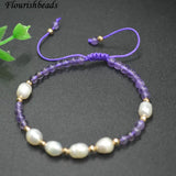 Amethyst Beads Bracelet Pearl Braided Yoga Jewelry