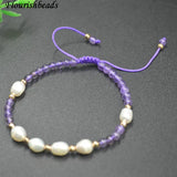 Amethyst Beads Bracelet Pearl Braided Yoga Jewelry