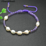 Amethyst Beads Bracelet Pearl Braided Yoga Jewelry