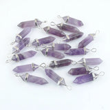 Amethyst Bullet Shape Chakra Pendants for Jewelry Making 20Pcs