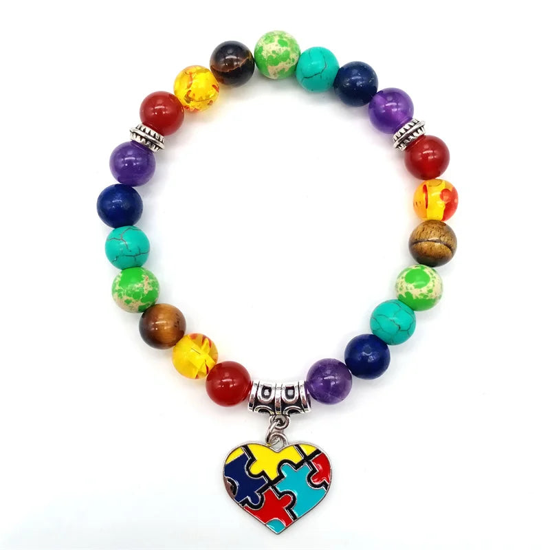 Amethyst Lucky Heart Pendant Bracelet for Men and Women