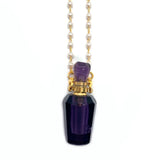 Amethyst Women's Perfume Bottle Love Pendant Necklace