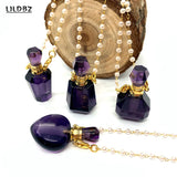 Amethyst Women's Perfume Bottle Love Pendant Necklace