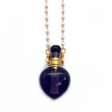 Amethyst Women's Perfume Bottle Love Pendant Necklace