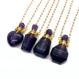 Amethyst Women's Perfume Bottle Love Pendant Necklace
