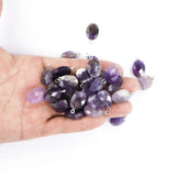 Amethyst Faceted Necklaces Pendants Oval Shape Charms DIY Jewelry Making 12Pcs