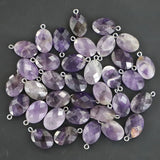 Amethyst Faceted Necklaces Pendants Oval Shape Charms DIY Jewelry Making 12Pcs