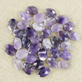 Amethyst Faceted Necklaces Pendants Oval Shape Charms DIY Jewelry Making 12Pcs
