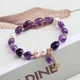 Amethyst Freshwater Pearl Strand Bracelets Charm Friendship Jewelry