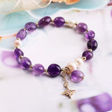Amethyst Freshwater Pearl Strand Bracelets Charm Friendship Jewelry