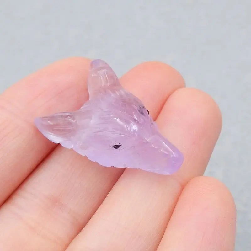 Amethyst Wolf Head Pendant Necklace Bead 27x18x9mm