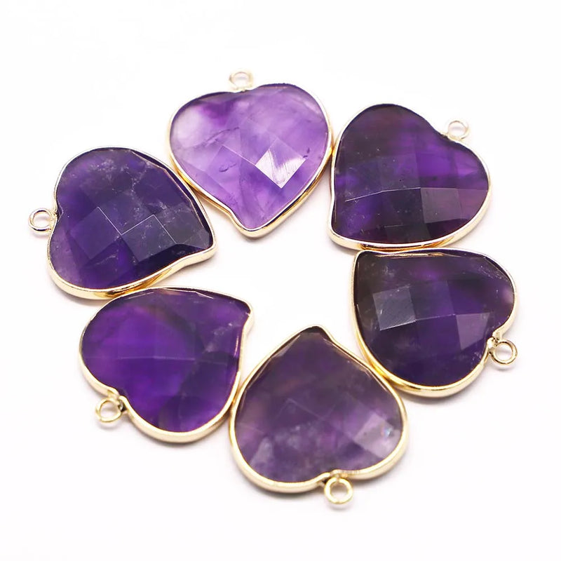 Amethyst Heart Gilt Edge Necklaces Pendants
