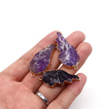 Natural Stone Amethyst Leaf Pendant 26-40mm Crystal Wings Jewelry DIY
