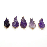 Natural Stone Amethyst Leaf Pendant 26-40mm Crystal Wings Jewelry DIY