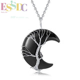 Amethyst Moon Tree Of Life Pendant Necklace