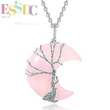 Amethyst Moon Tree Of Life Pendant Necklace