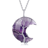 Amethyst Moon Tree Of Life Pendant Necklace