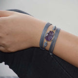 Amethyst Pendant Rope Bracelet Bohemia Women Jewelry