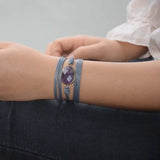 Amethyst Pendant Rope Bracelet Bohemia Women Jewelry