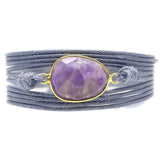Amethyst Pendant Rope Bracelet Bohemia Women Jewelry