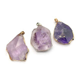 Natural Stone Amethyst Pendants for DIY Women Necklace Jewelry Making