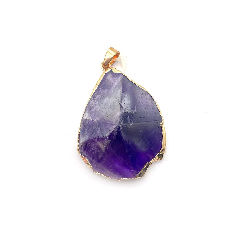 Natural Stone Amethyst Pendants for DIY Women Necklace Jewelry Making