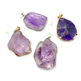 Natural Stone Amethyst Pendants for DIY Women Necklace Jewelry Making
