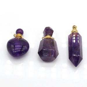 Amethyst Perfume Bottle Pendant for Jewelry Making Charms DIY Necklace