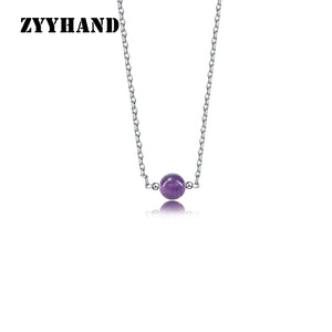 Amethyst Women Necklace Stainless Steel Cross Chain BirthStone Fine Jewellery