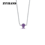 Amethyst Women Necklace Stainless Steel Cross Chain BirthStone Fine Jewellery