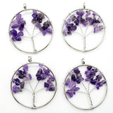 50MM Amethyst Tree of Life Pendulum Pendant for Jewelry Making and Reiki Healing